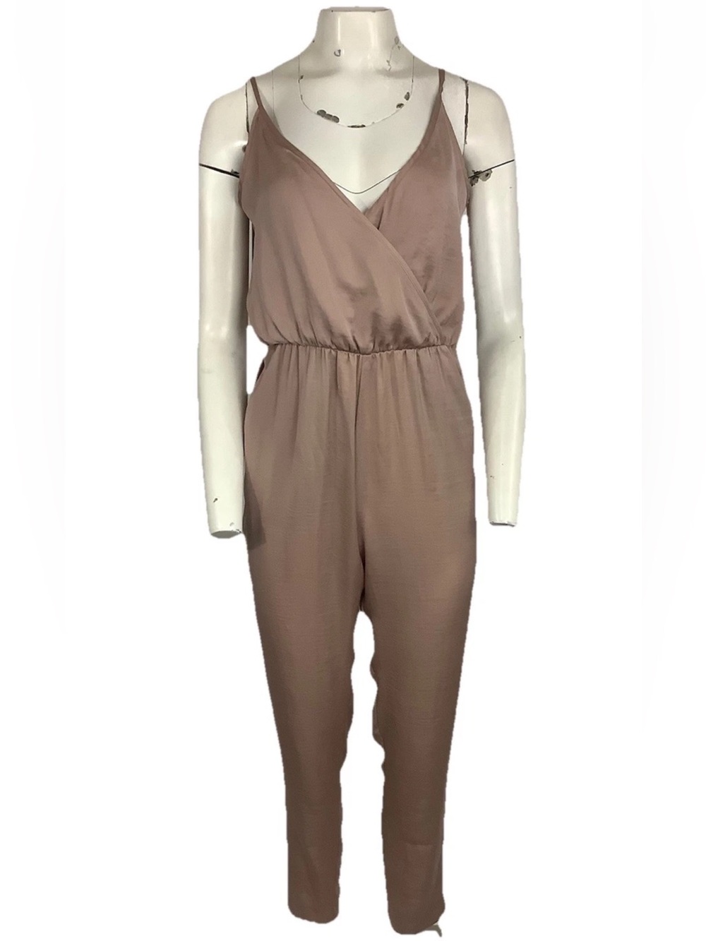 Capulet Sz XS Satin Elastic Waist Spring Summer Pink Blush Jumpsuit Polyester
